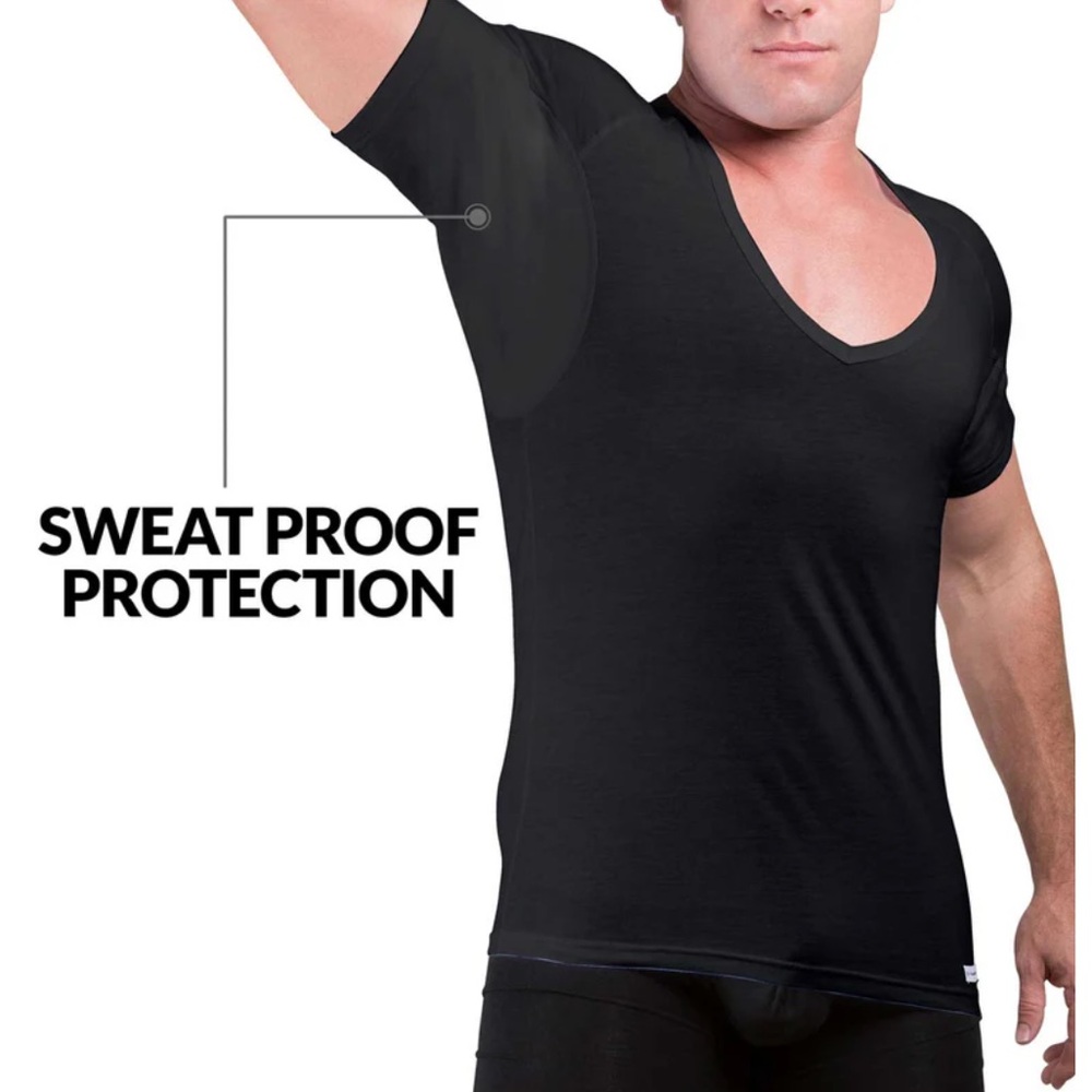 EJIS V-Neck Sweat-Resistant Undershirt in Black